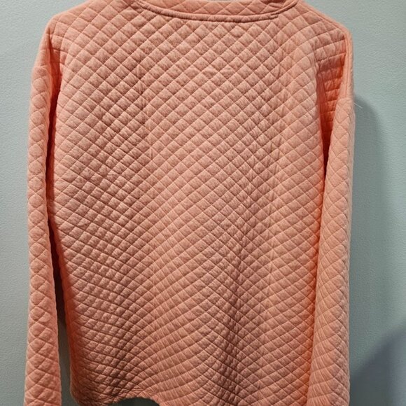 J. Crew Factory Quilted Button Neck Sweatshirt in Coral Medium Comfy Chic - Picture 4 of 10